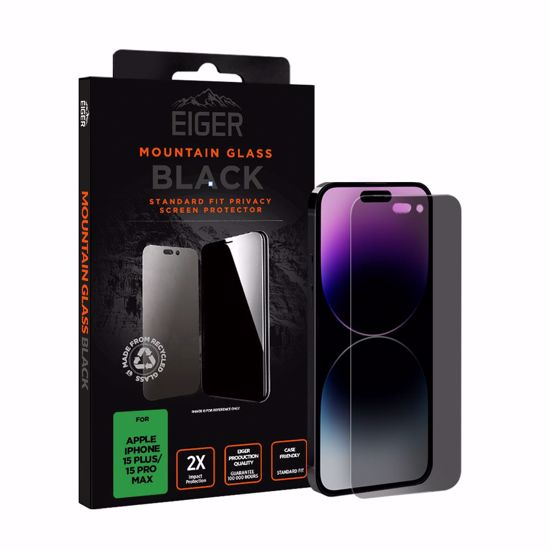 Picture of Eiger Eiger Mountain Black Privacy Screen Protector GRS for Apple iPhone 16 Plus/ 15 Plus/15 Pro Max